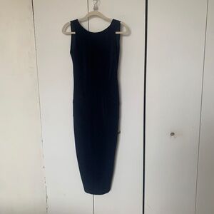 Sleeveless Navy Midi Sheath Dress